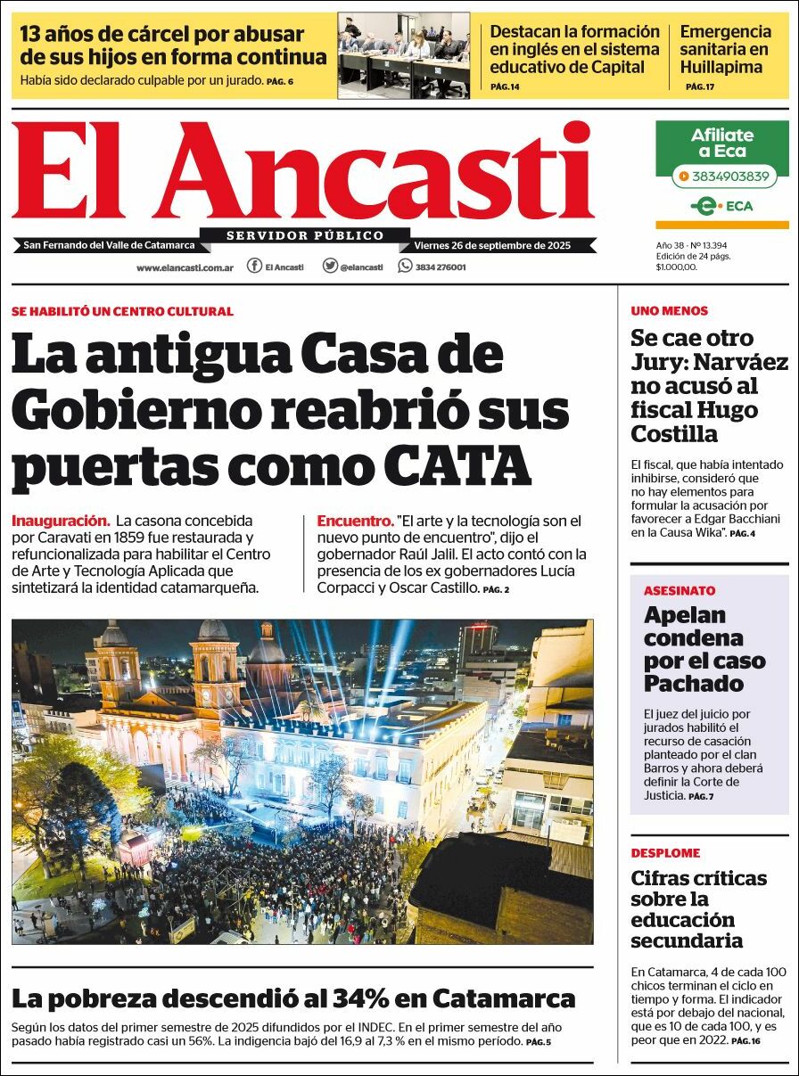 Media Panel - Developments and Systems | FM LA BUENA SEMILLA - Tapa del diario El Ancasti