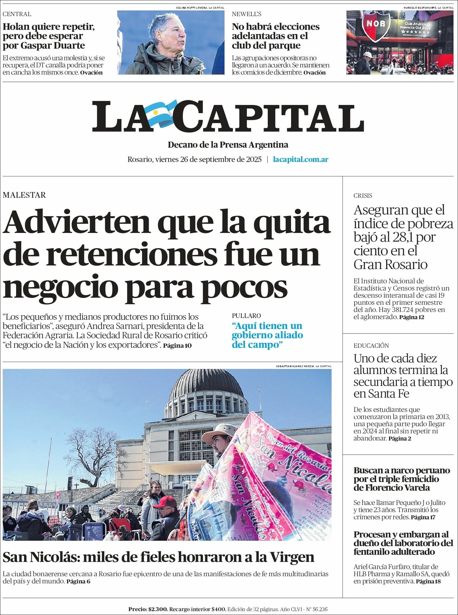 Media Panel - Developments and Systems | FM LA BUENA SEMILLA - Tapa del diario La Capital Rosario